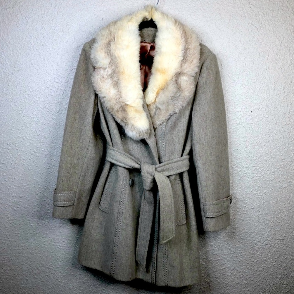 Country Pacer Vintage wool and rabbit fur pea coat